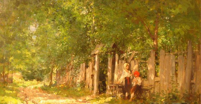 Nicolae Grigorescu Girls Spinning at the Gate oil painting image